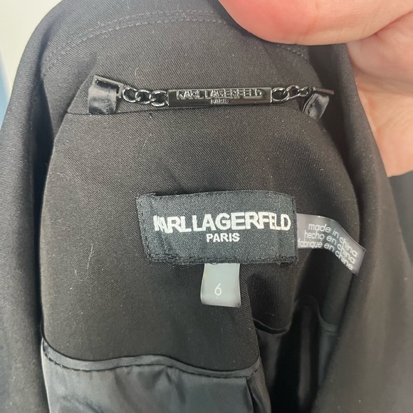 KARL LAGERFELD PARIS Hotfix Embellished Blazer black size 6 - Picture 9 of 13